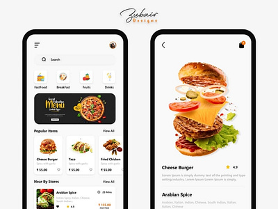Mobile app Food Delivery App Minimalist Design UIUX