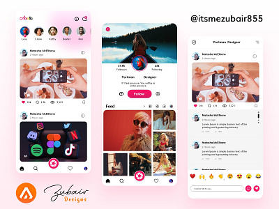 Social media mobile app UIUX Designs by Zubair on Dribbble