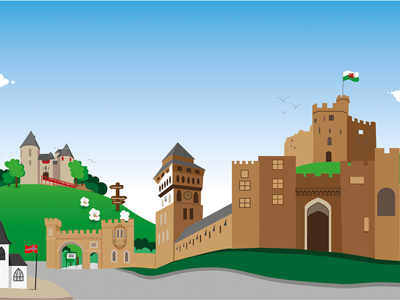 Cardiff Castles cardiff castle city illustration