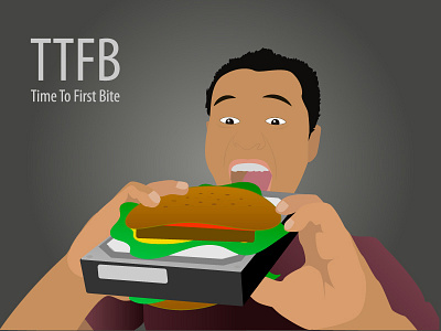 TTFB - Time To First Bite burger character drive illustration illustrator object storage