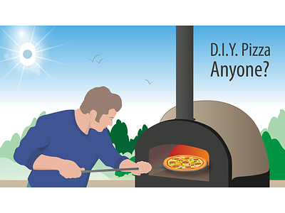 Taking a bite of D.I.Y Pizza character illustration object storage outdoor pizza