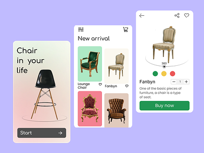 E-commerce Chair app app button chair ciricl color commerce designe e commerce figma photo ui uiux ux