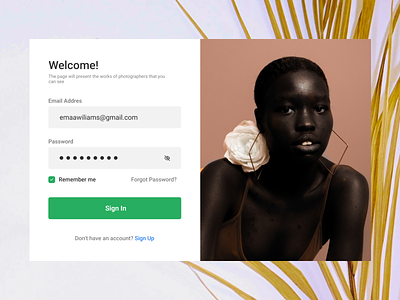 Sign In Page button color designe fashion figma flowers girls log in name photo sign up ui
