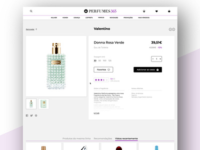 Perfumes 365 (Desktop): Product page communication design copywriting digital product design e commerce graphic design interaction style guide user experience design user interface design web