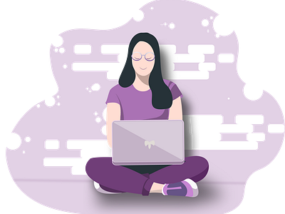lady with lapy with cute smile on face corona situation design flat flat illustration graphic design illustration job application online course online marketing vector work from home