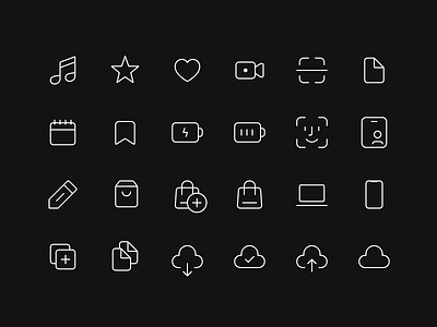 The Symbols — Icon Pack battery bookmark calndar camera cart cloud document download edit face id icon set idea iphone laptop like macbook note scan shop star