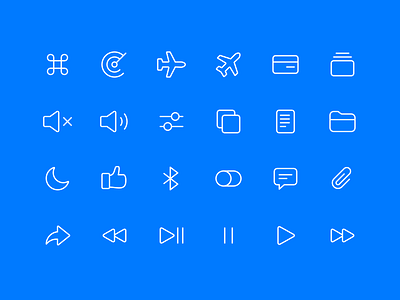 The Symbols — Icon Pack attach backward bluetooth command creditcard document folder forward gallery icon like mute night pause plane play radar settings switcher volume