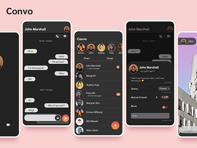 Convo - Mobile chatting app app app design challenge chat app chat application chat ui chatting chatting app daily ui design figma figmadesign message app message ui messaging messaging app ui ux