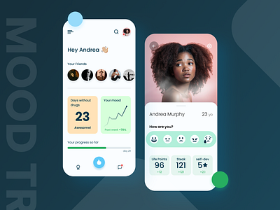 Mood Tracker - Home page and Profile page UI Design