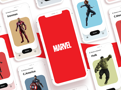 Marvel Heroes App - UX Design android android app app app design daily ui design figma figmadesign mobile app mobile design mobile ui product design social ui ui ux ui design uidesign ux ux design uxdesign