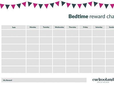 Kids Bedtime Reward Chart from Cuckooland