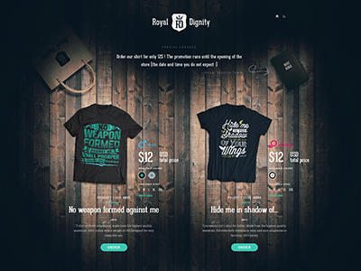 RoyalDignity landing shop page