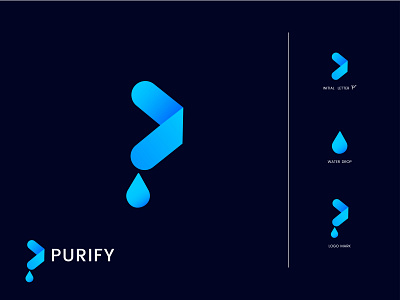 Purify Logo concept II Initial Letter P, UNUSED abstract app icon brand identity branding icon letter logo letter p logo logo design minimalist mobile app icon modern logo p logo purify symbol water drop