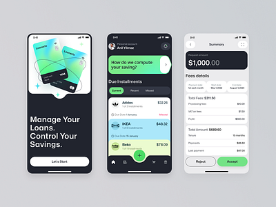 Mobile banking app typography