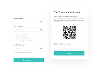 Two Factor Authentication (2FA) UI 2fa app authentication design login online security ui ux