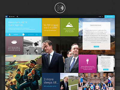 Homepage content concept for KILTR
