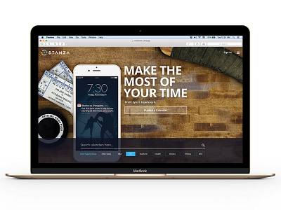 Homepage / Landing Page for Stanza animation branding button calendar device homepage mobile redesign typography ui ux website