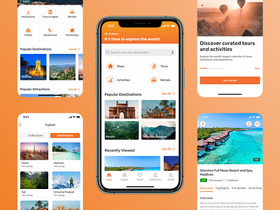 Travel app redesign 3d animation design filters graphic design homescreen logo motion graphics onboarding ui orange travel app search ui tab bar thrillophilia app travel app travel app redesign ui uiux uiux case study uiux design ux