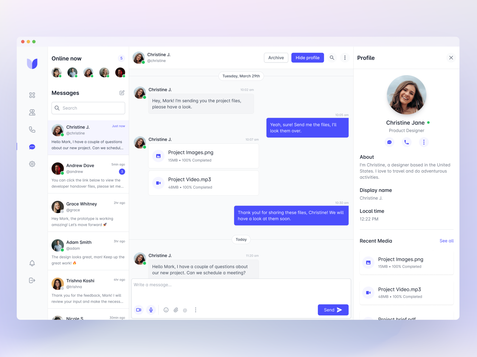 Messaging App Dashboard UI by Rohan Sharma on Dribbble