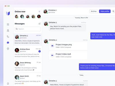 Messaging App Dashboard UI ui dashboard