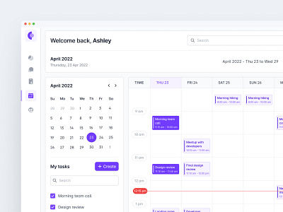 Calendar Dashboard - UI calendarschedule maker ui design