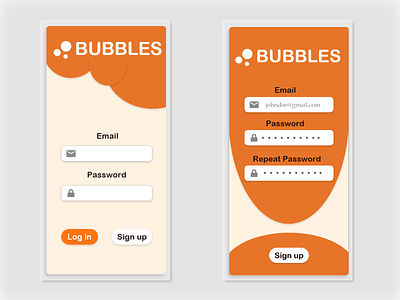 Bubbles design login page mobile ui ui ux