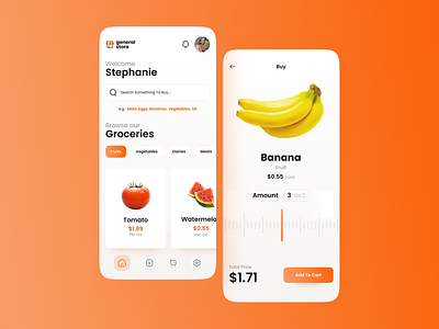 Grocery App app app design app ui clean ecommerce ecommerce app general store grocery grocery app ios ios app mobile ui modern shop store trending ui uiux ux