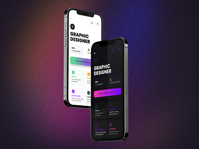 Dark vs Light UI Design career app dark ui career app design career app ui ux dark ui dark ui design dark ui theme design presentation graphic design iphone mockup light theme ui light ui app profession app design ui