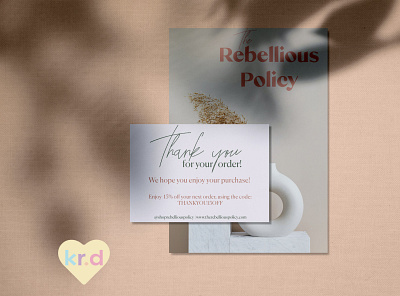 The Rebellious Policy Thank You Card branding design flat icon minimal mockup vector