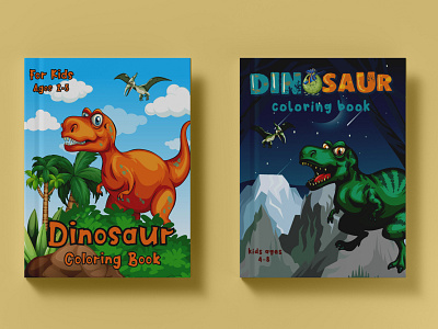 Dinosaur coloring books for kids book choldren cover design graphic design illustration vector