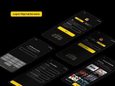 Ticketing app: Sign in Screens branding design graphic design illustration landing page mobileapp typography ui ux vector