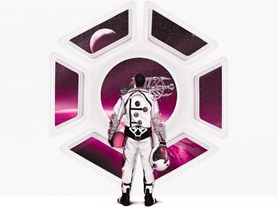 Finally here! Hello dribbble! astronaut ball debut dribbble first first shot illustration invitation ship shot space thanks