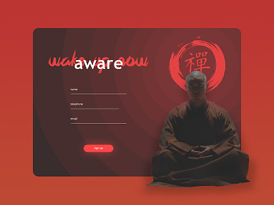 Sign Up card button card challenge design designer form input meditation monk signup site ui