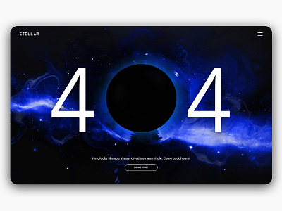 Concept of 404 page 404 black card challenge contrast creative design designer hole space stellar ui