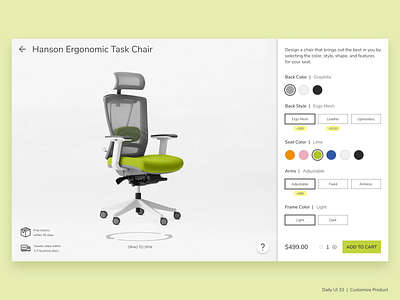 Daily UI 033 - Customize Product chair customize product daily ui dailyui dailyuichallenge