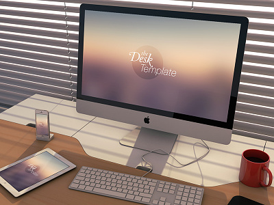 The Desk Template PSD 3d desk download imac ipad iphone photoshop psd psddd template workspace