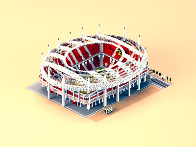 Luxuria FC Stadium 3d bleachers cinema 4d city club desert football minecraft red render score stadium