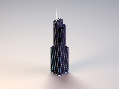 Willis Tower 3d antenna architecture building chicago cinema 4d light minecraft modern render tower
