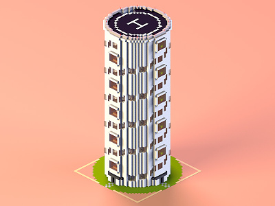 Helicopter Condo 3d architecture building cinema 4d game helicopter light minecraft modern render tower