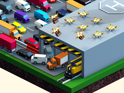 Beerlandia — Vehicles 3d beer cinema 4d delivery drone factory low poly map production theme park
