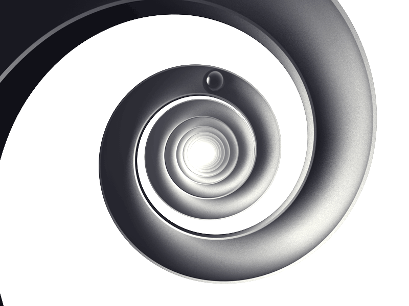 Spiral Contraption 3d black and white c4d cinema 4d escher gravity greyscale marble physics simulation