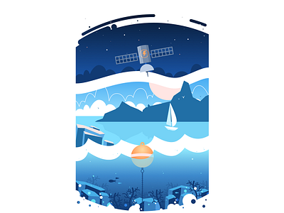 Sailing Illustrations 2d app boat illustration marine satellite sea sketch space vector