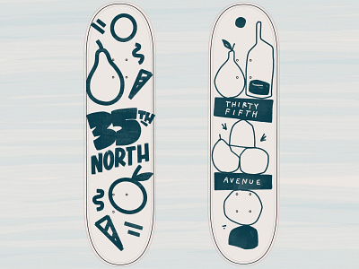 35th North design illustration skateboard
