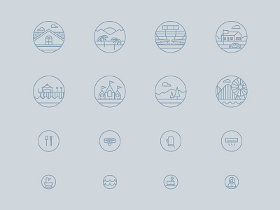 Icons for Twelve Springs blue flat icon iconography icons illustration line set vector website