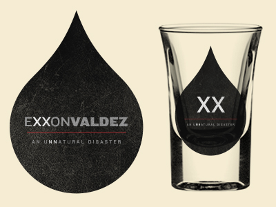 Exxon Valdez badge exxon glass knockout liquor oil shot valdez