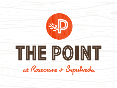 The Point Logo circle handwritten leaves logo monogram script wood