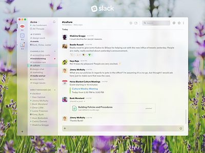 Slack Fluent Redesign acme app blur flowers fluent ios macos mail redesign slack windows wire