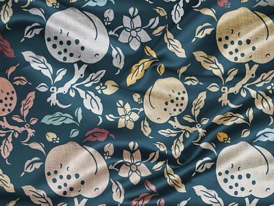 Night garden art china chinese culture design fabric flower illustration pattern pattern design peach photoshop print surface design textile textile design