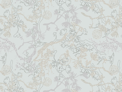 Silver Branches art asia branch chinese culture coin design digital fabric illustration ornament pattern design photoshop print sakura silver surface design textile textile design textile print wallpaper