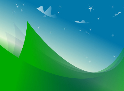 Green Paper & Stars in The Sky background design illustration